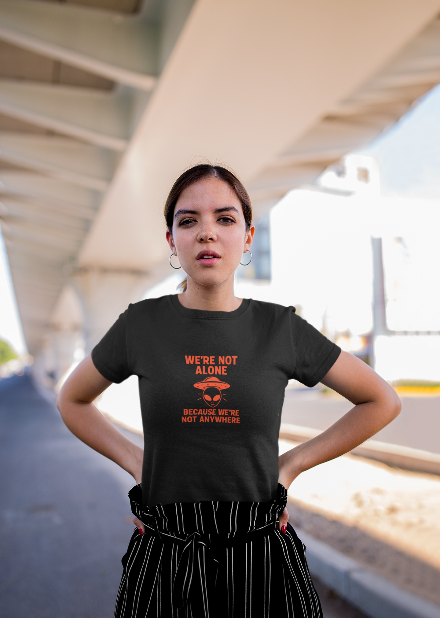 We're Not Alone T-Shirt | Funny Alien UFO Tee, Unisex Sci-Fi Lover Gift