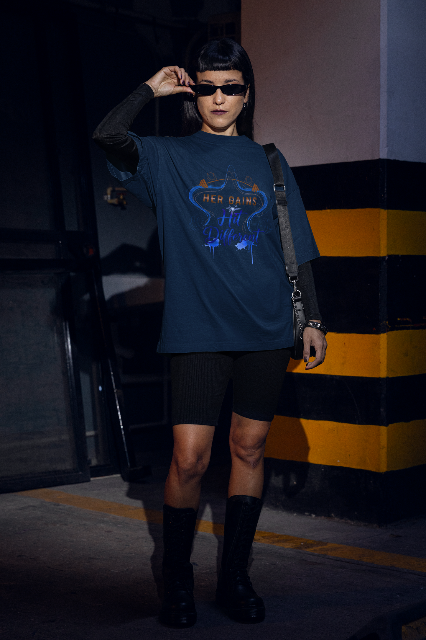 Her Gains Hit Different Unisex Boxy Tee | Women's Workout & Fitness Gift