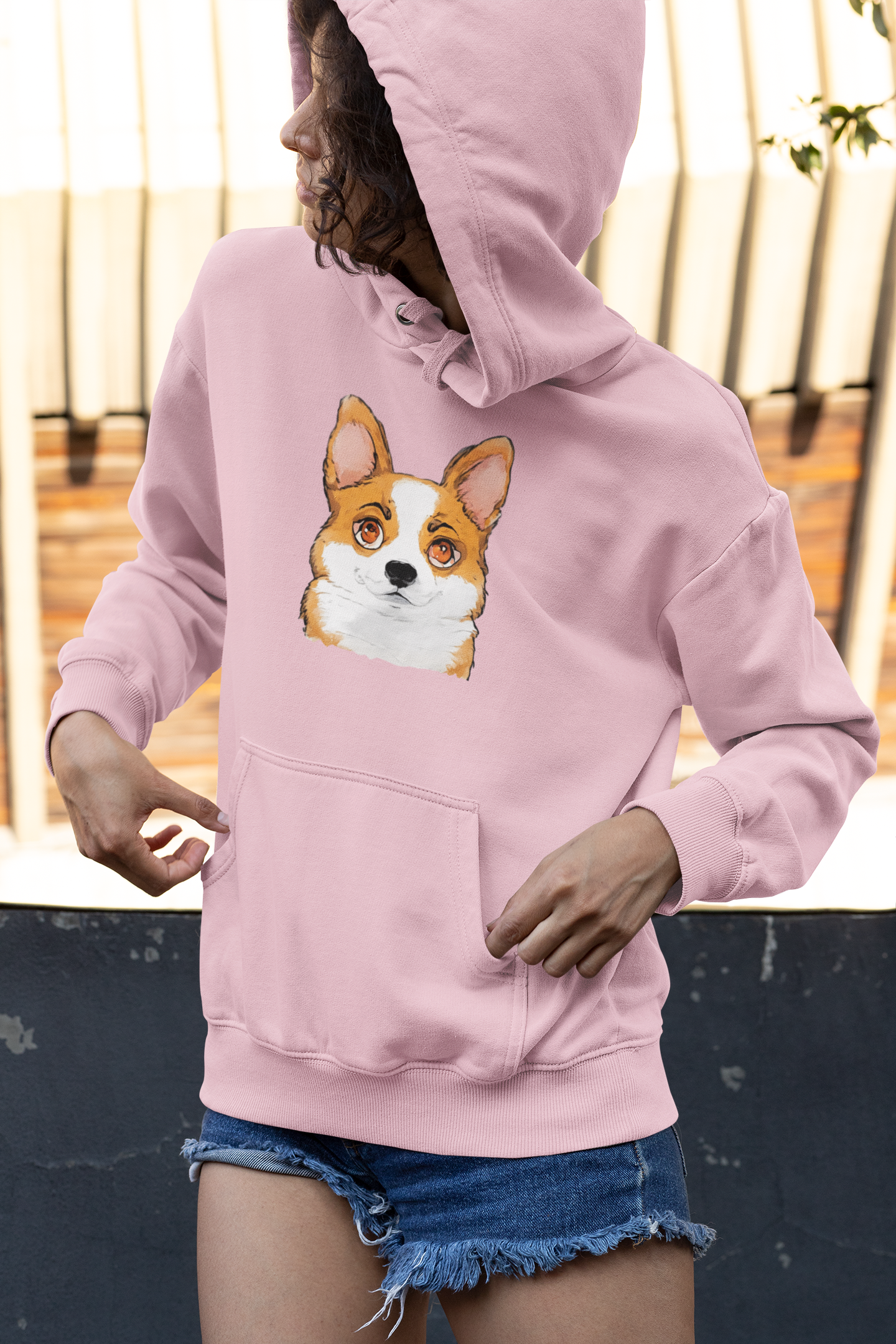 Corgi Hoodie, Corgi Face Pullover Cute Pembroke Welsh Corgi Hoodie for Dog Lovers