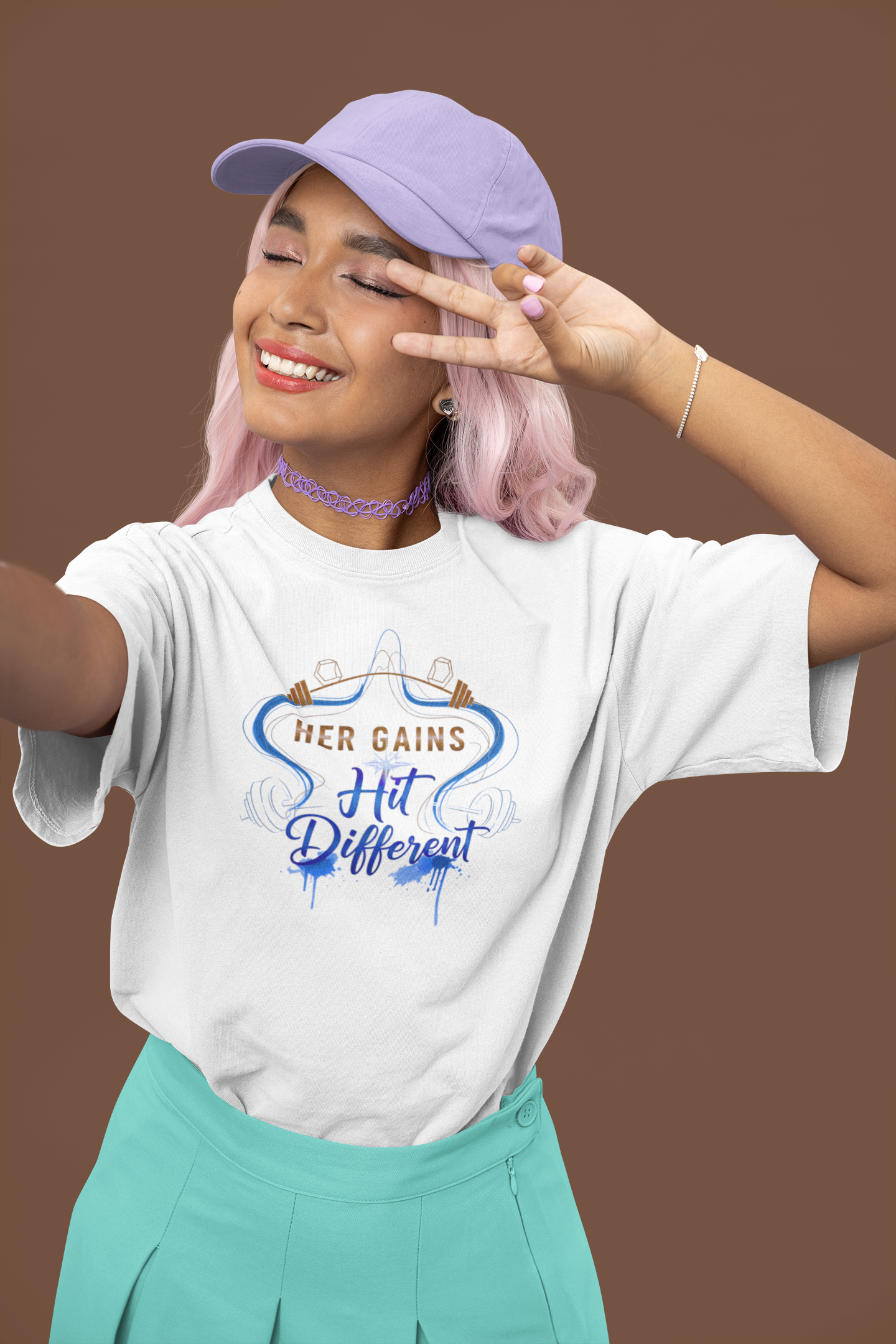 Her Gains Hit Different Boxy Gym Tee | Women's Workout Top & Motivational Apparel