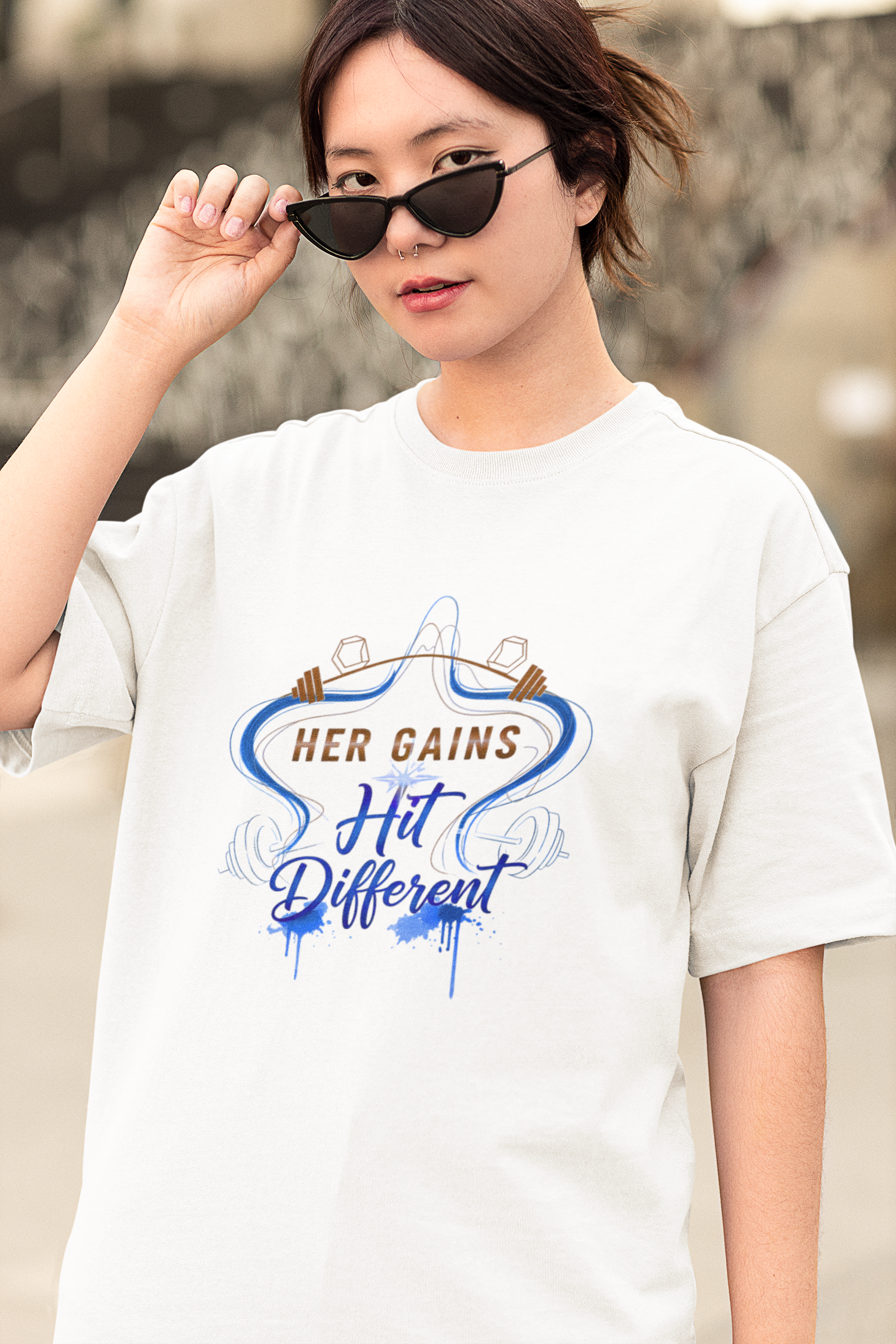 Her Gains Hit Different Boxy Gym Tee | Women's Workout Top & Motivational Apparel