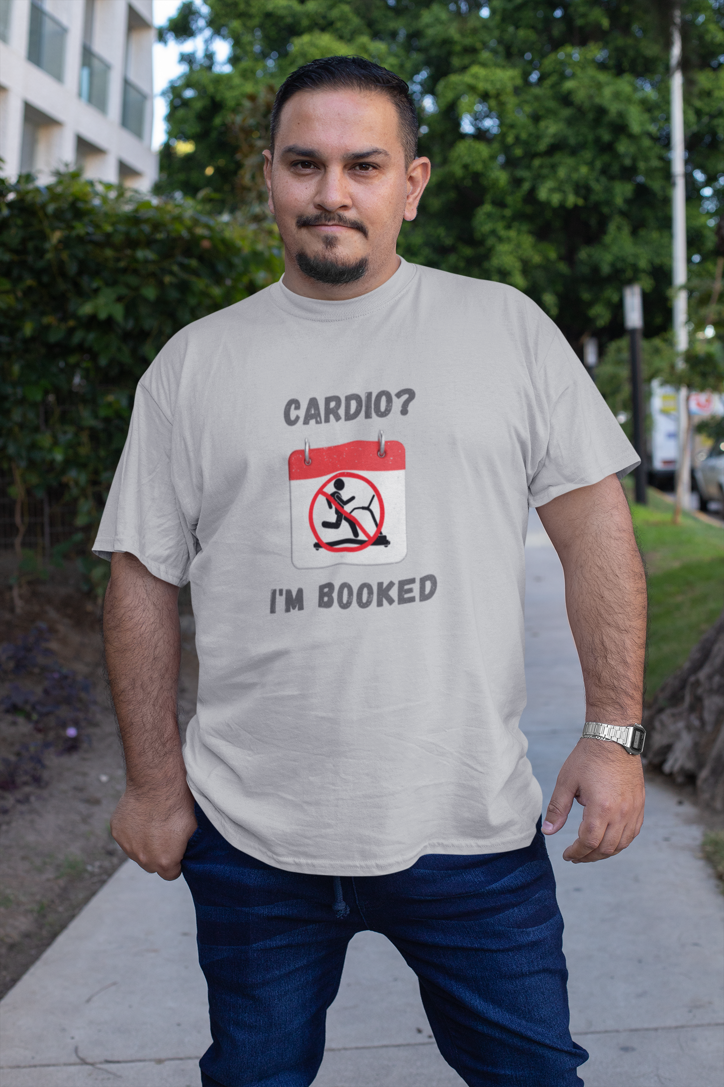 Funny Workout T-Shirt Cardio? I'm Booked Unisex Gym Humor Tee