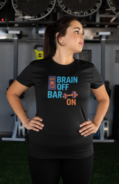 Brain Off, Bar On Moisture-Wicking Tee | Funny Gym Shirt & Fitness Gift