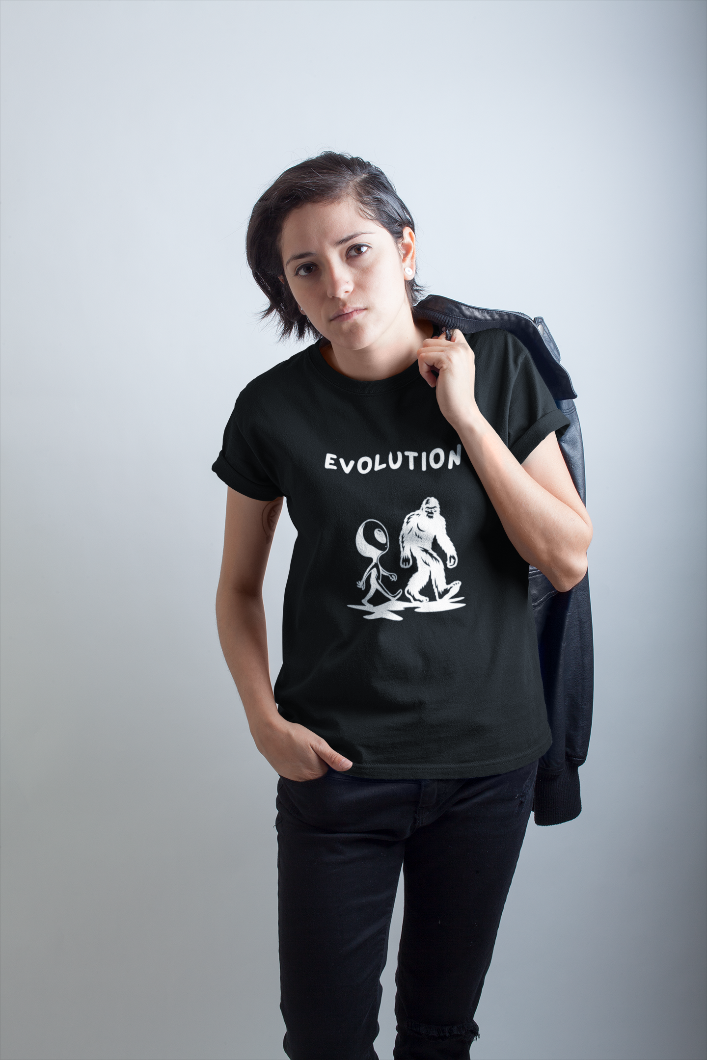 Bigfoot & Alien Evolution T-Shirt | Funny Sci-Fi & Cryptid Graphic Tee