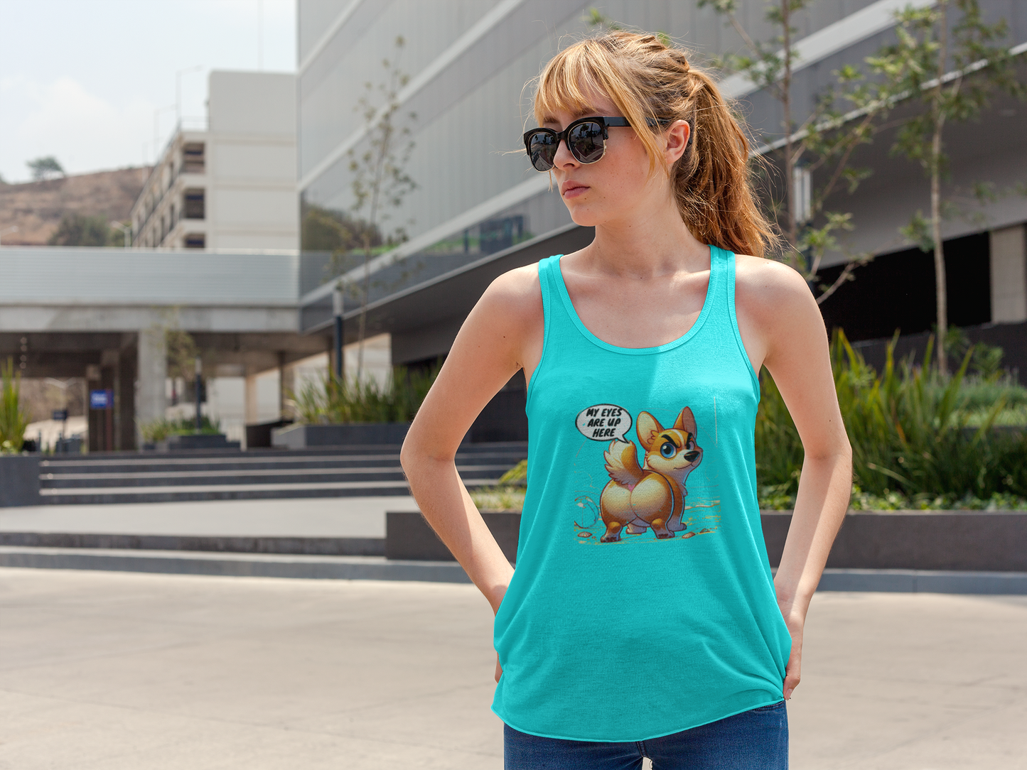 Corgi Humor Racerback Tank Top | Women's Funny Pet Lover Gift