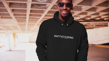 NattyIFB8 Pro Hoodie — Athletic Black Pullover with Bold Logo