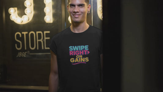 Swipe Right on Gains T-Shirt | Funny Gym Apparel, Unisex Workout Gift, Motivational Fitness Tee