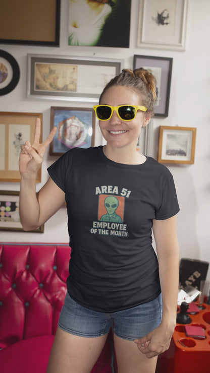 Area 51 Employee of the Month T-Shirt | Funny Alien Graphic Tee