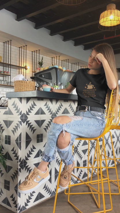 Coffee Grounded In Beans Elevated In Mind T-Shirt | Coffee Lover Gift