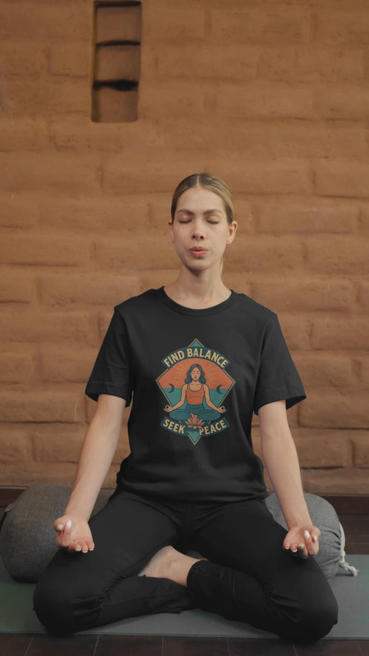 Find Balance, Seek Peace Meditation T-Shirt | Unisex Yoga & Mindfulness Tee
