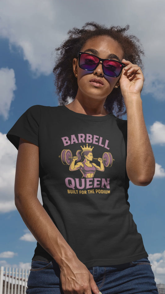 Barbell Queen Women's Gym Tee | Empowering Workout T-Shirt & Fitness Gift