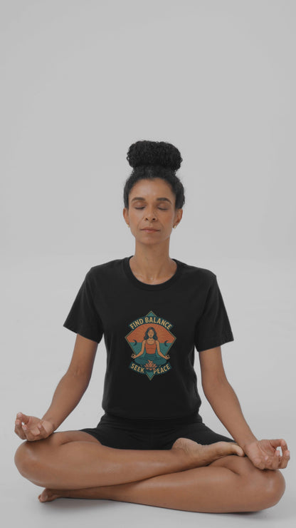 Find Balance, Seek Peace Meditation T-Shirt | Unisex Yoga & Mindfulness Tee