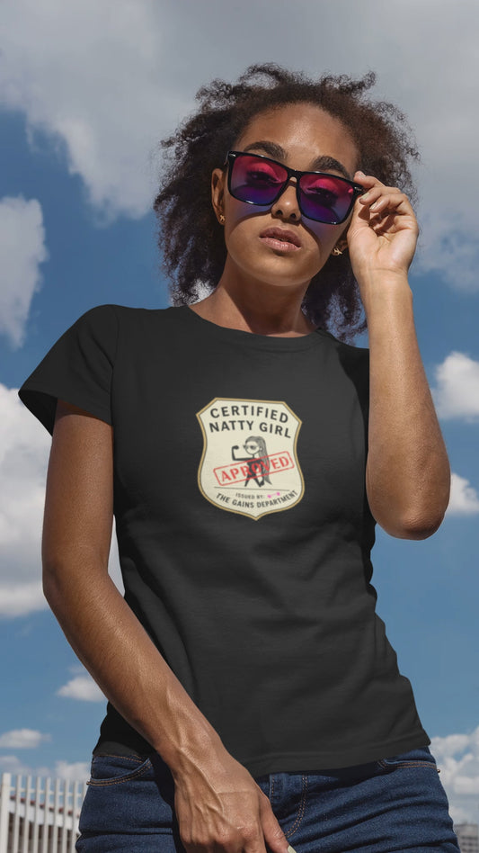 Certified Natty Girl Retro T-Shirt | Funny Unisex Fitness & Gym Gift