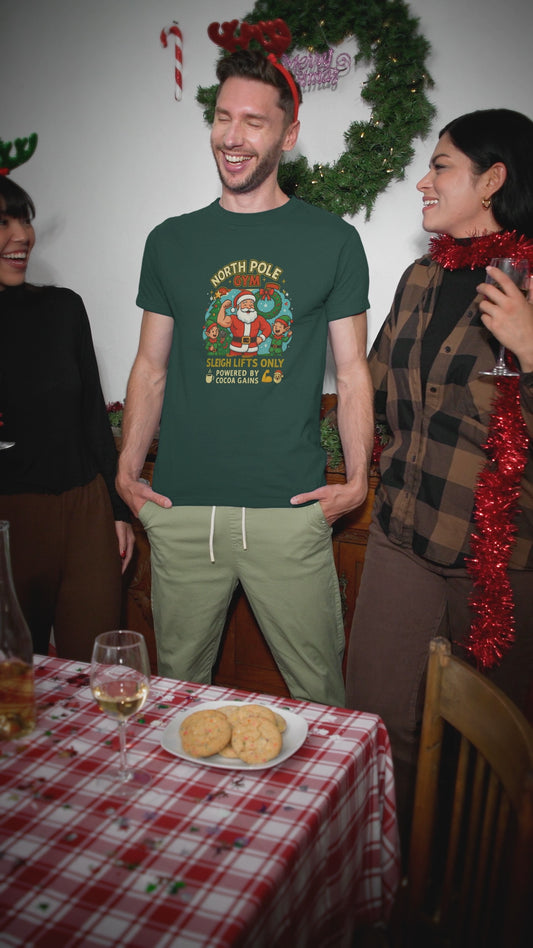 North Pole Gym Funny Christmas Workout Shirt | Merry Liftmas Santa Tee | Holiday Gym Lover Gift