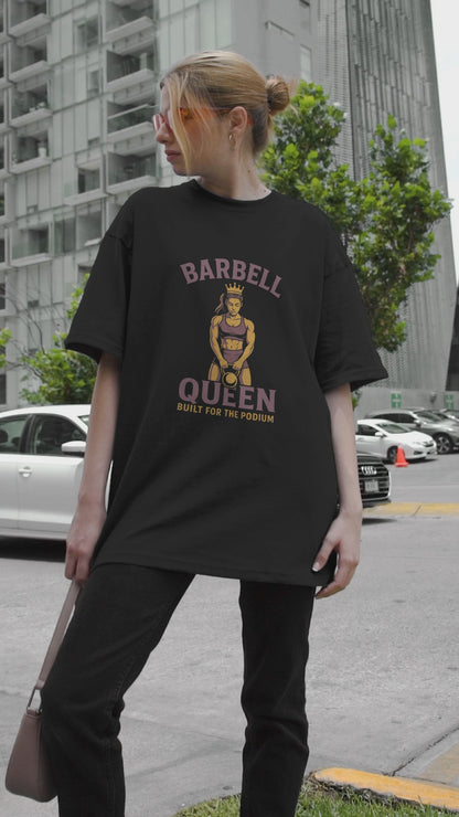 Barbell Queen Oversized Workout Shirt, Boxy Gym Tee, Fitness Gift for Her