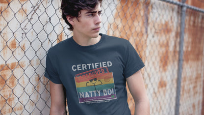 Certified Natty Boi White Font T-Shirt | Funny Fitness & Gym Gift
