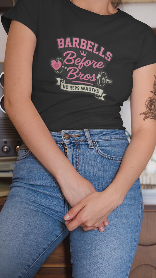 Barbells before Bros T-Shirt | Women's Lifting Tee & Funny Gym Apparel