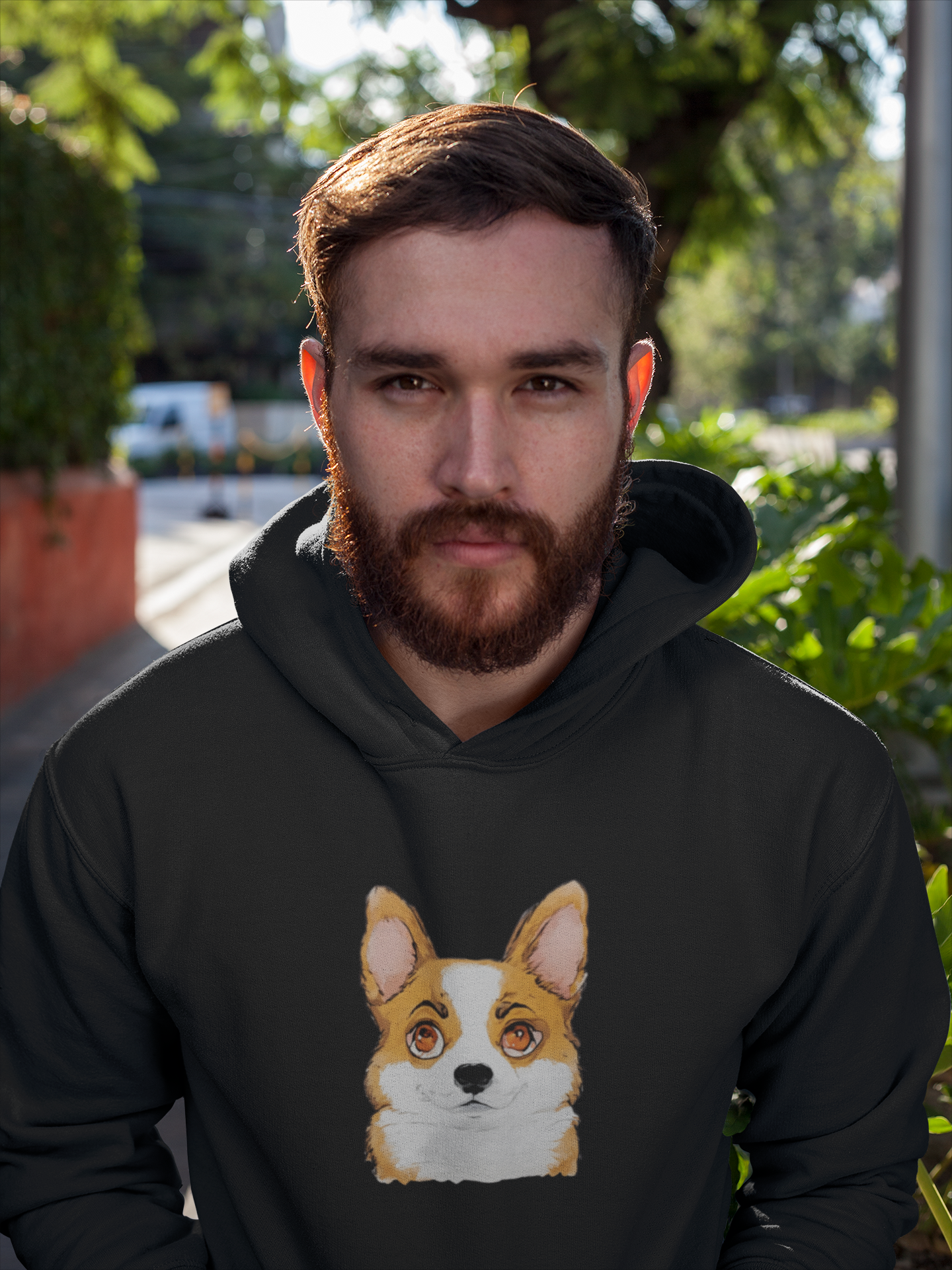 Corgi Hoodie, Corgi Face Pullover Cute Pembroke Welsh Corgi Hoodie for Dog Lovers