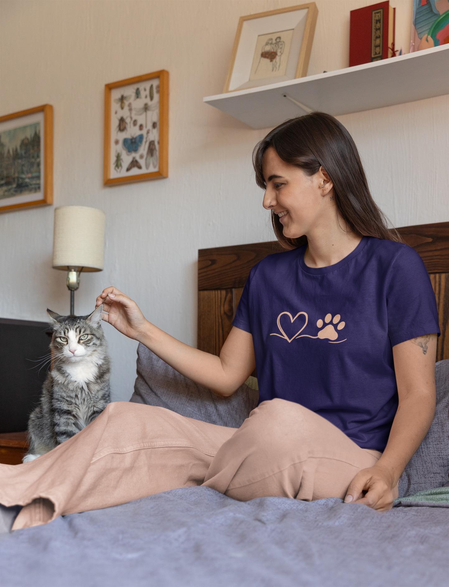 Heart & Paw Print T-Shirt | Soft Cotton Unisex Pet Lover Tee