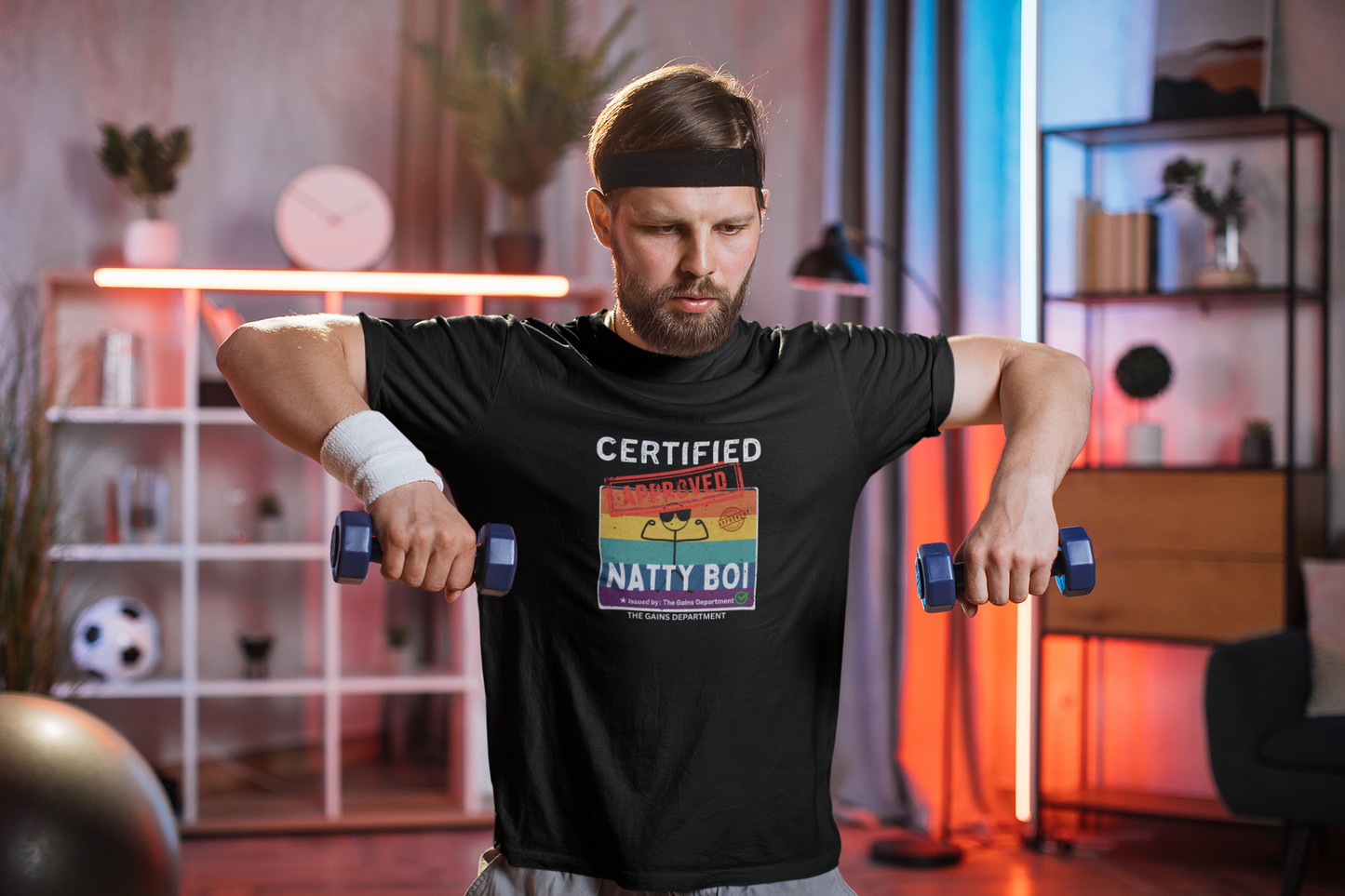 Certified Natty Boi White Font T-Shirt | Funny Fitness & Gym Gift