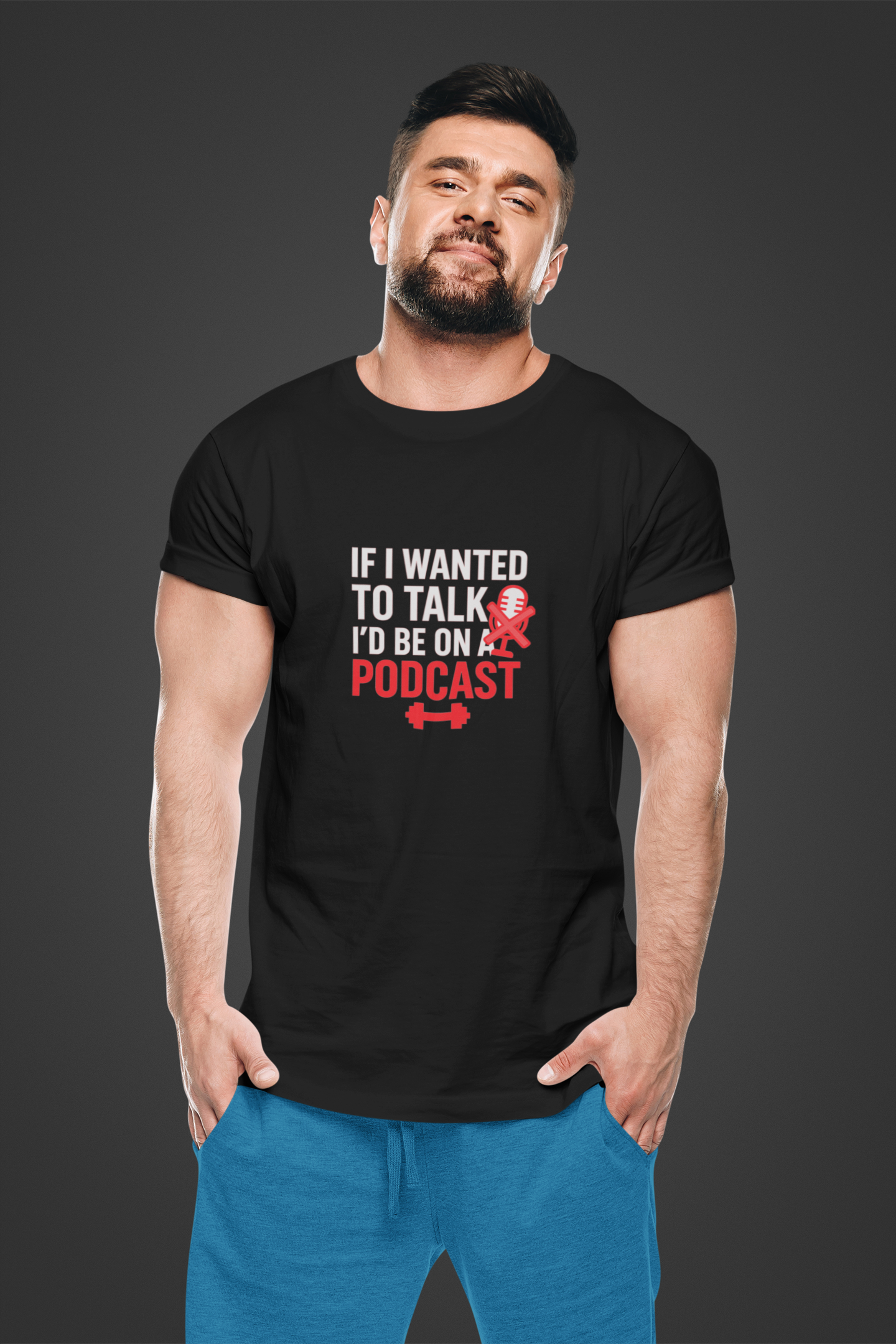 Funny Podcast T-Shirt | Men's Curved Hem Tee & Podcaster Gift