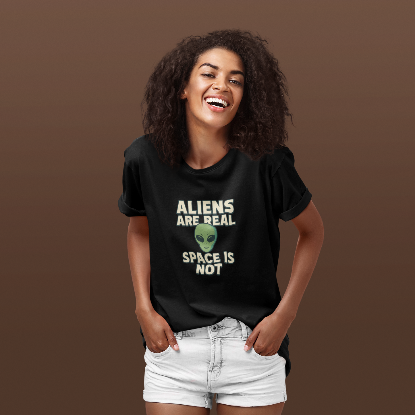 Funny Alien Graphic Tee - 'Aliens Are Real, Space Is Not' Unisex Short Sleeve T-Shirt