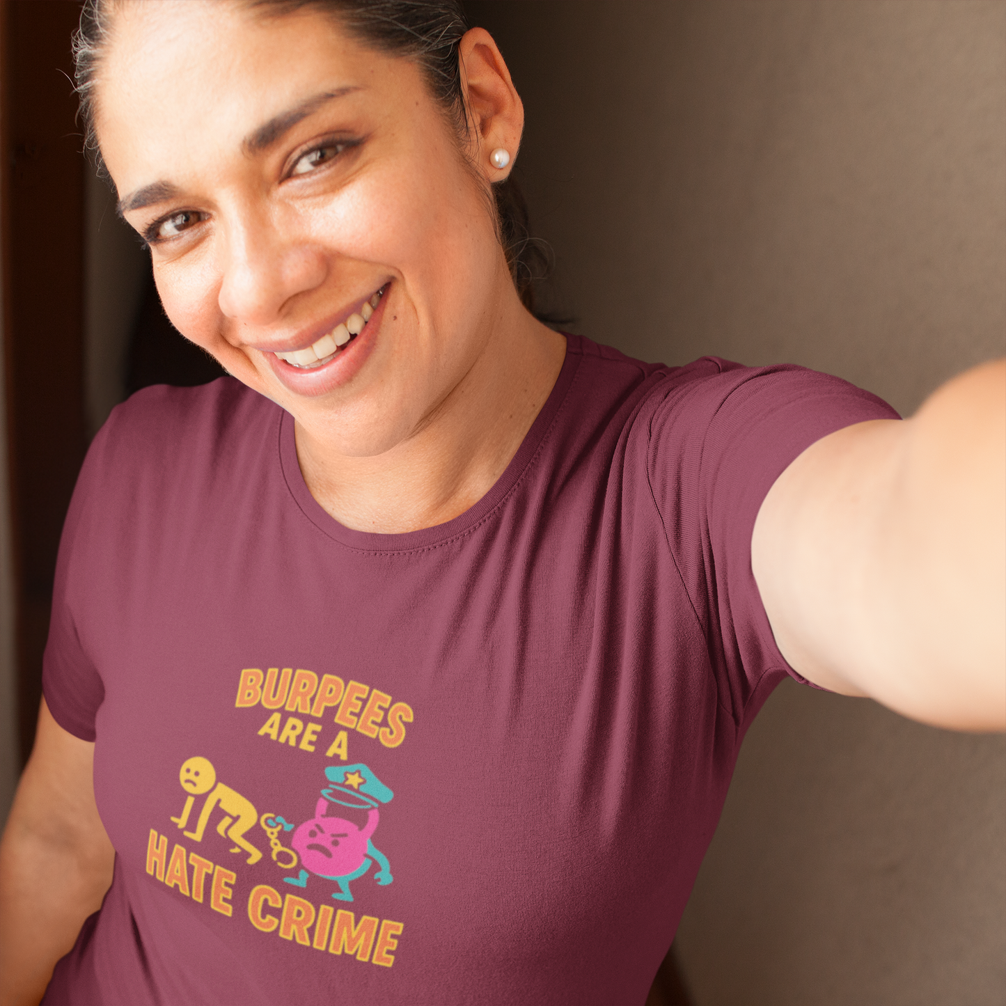 Quirky Fitness T-Shirt: "Burpees Are A Hate Crime" Funny Workout Shirt