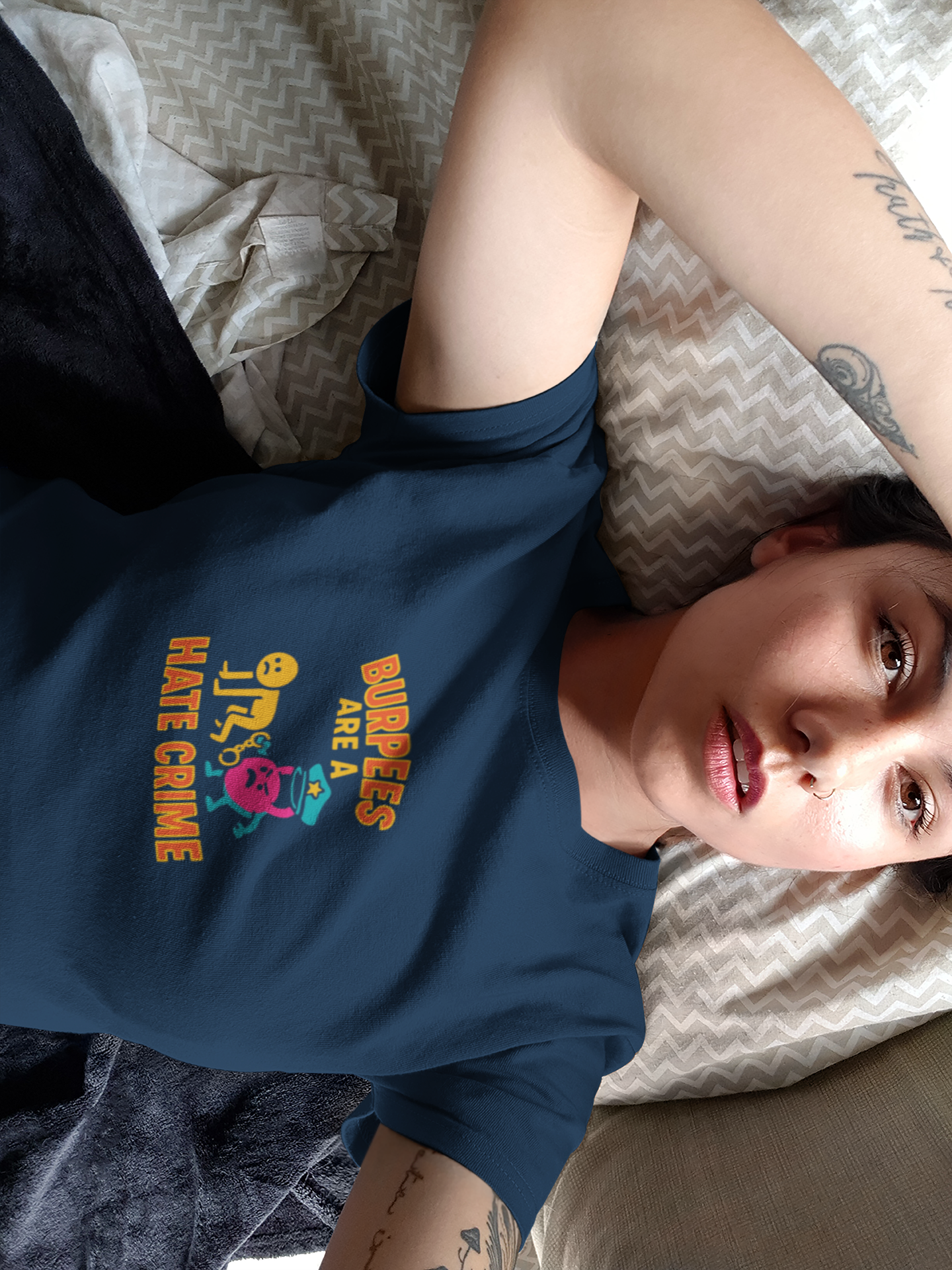 Quirky Fitness T-Shirt: "Burpees Are A Hate Crime" Funny Workout Shirt