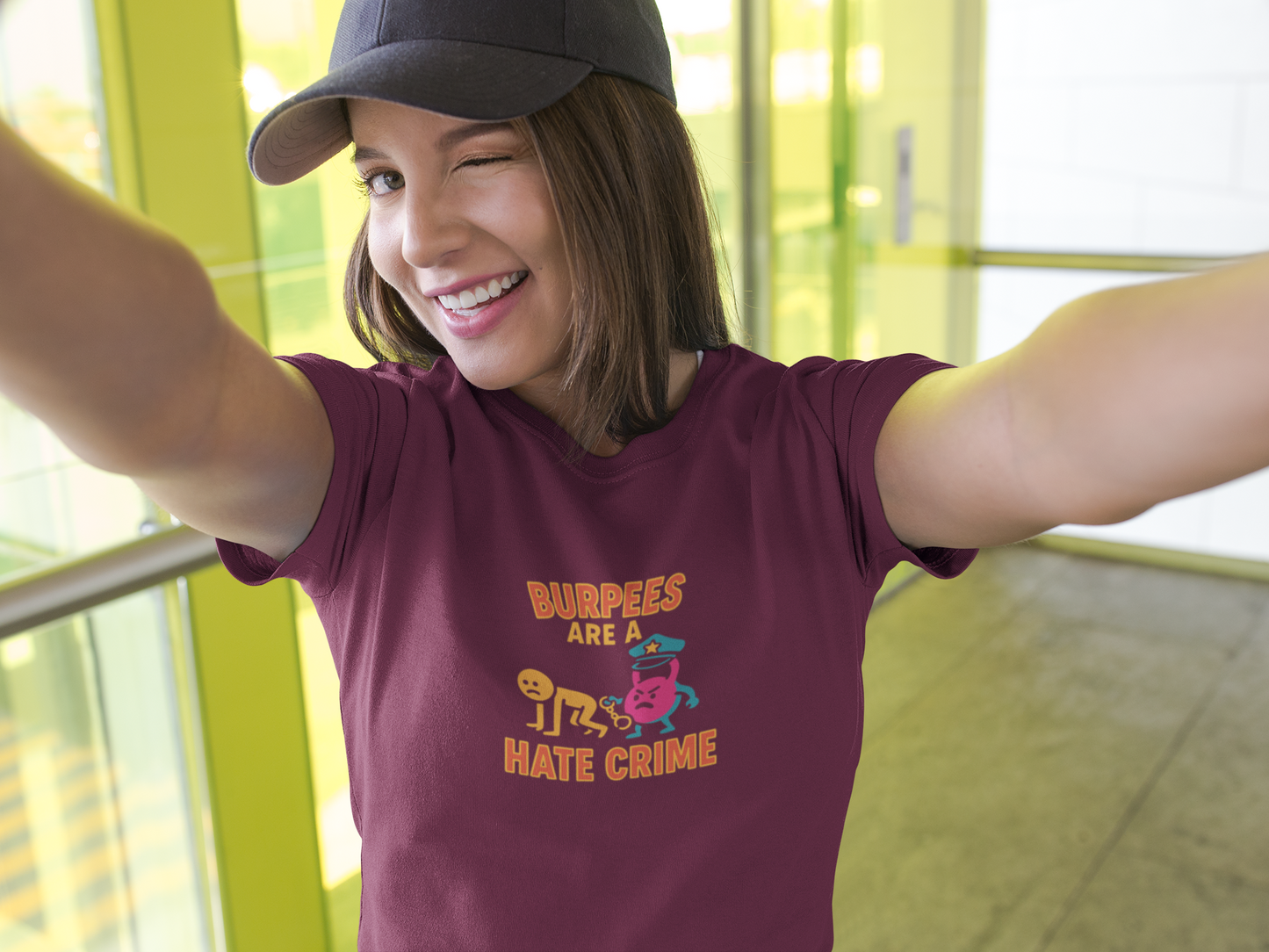 Quirky Fitness T-Shirt: "Burpees Are A Hate Crime" Funny Workout Shirt