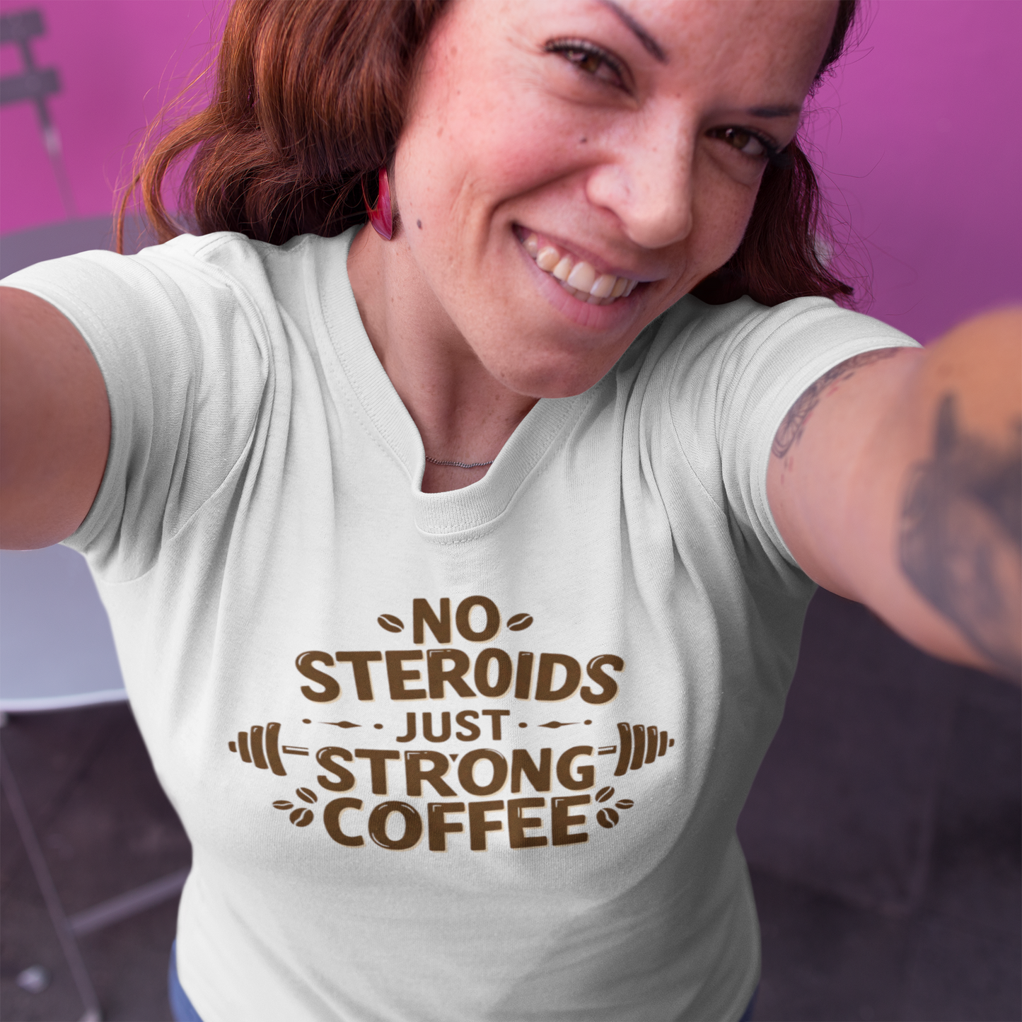 No Steroids Just Strong Coffee T-Shirt | Funny Gym & Coffee Lover Tee