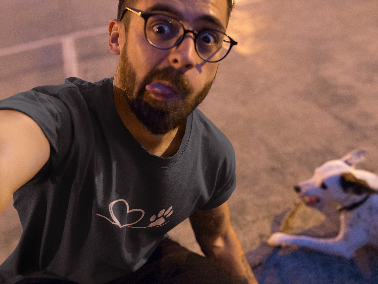 Heart & Paw Print T-Shirt | Soft Cotton Unisex Pet Lover Tee