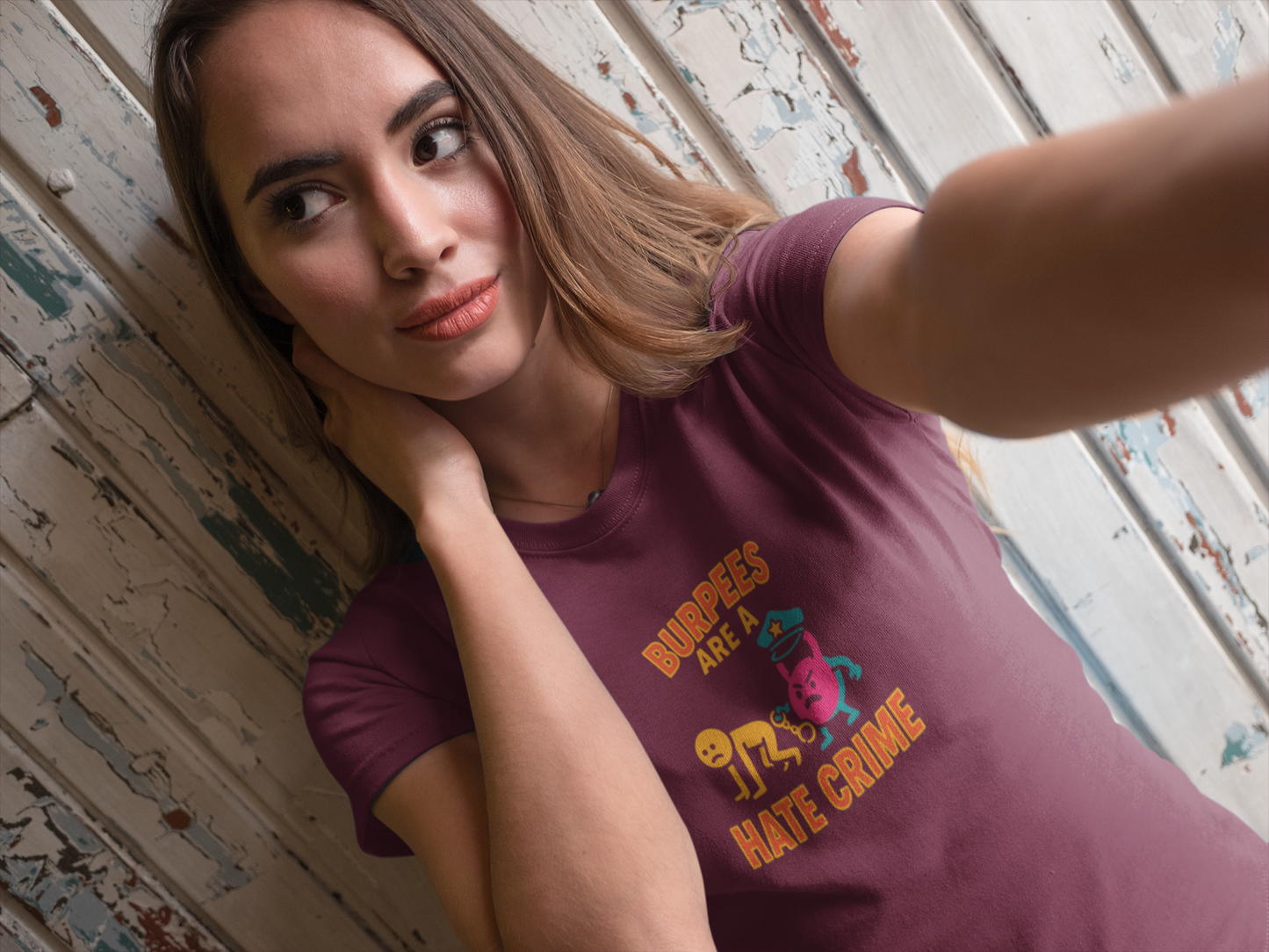 Quirky Fitness T-Shirt: "Burpees Are A Hate Crime" Funny Workout Shirt