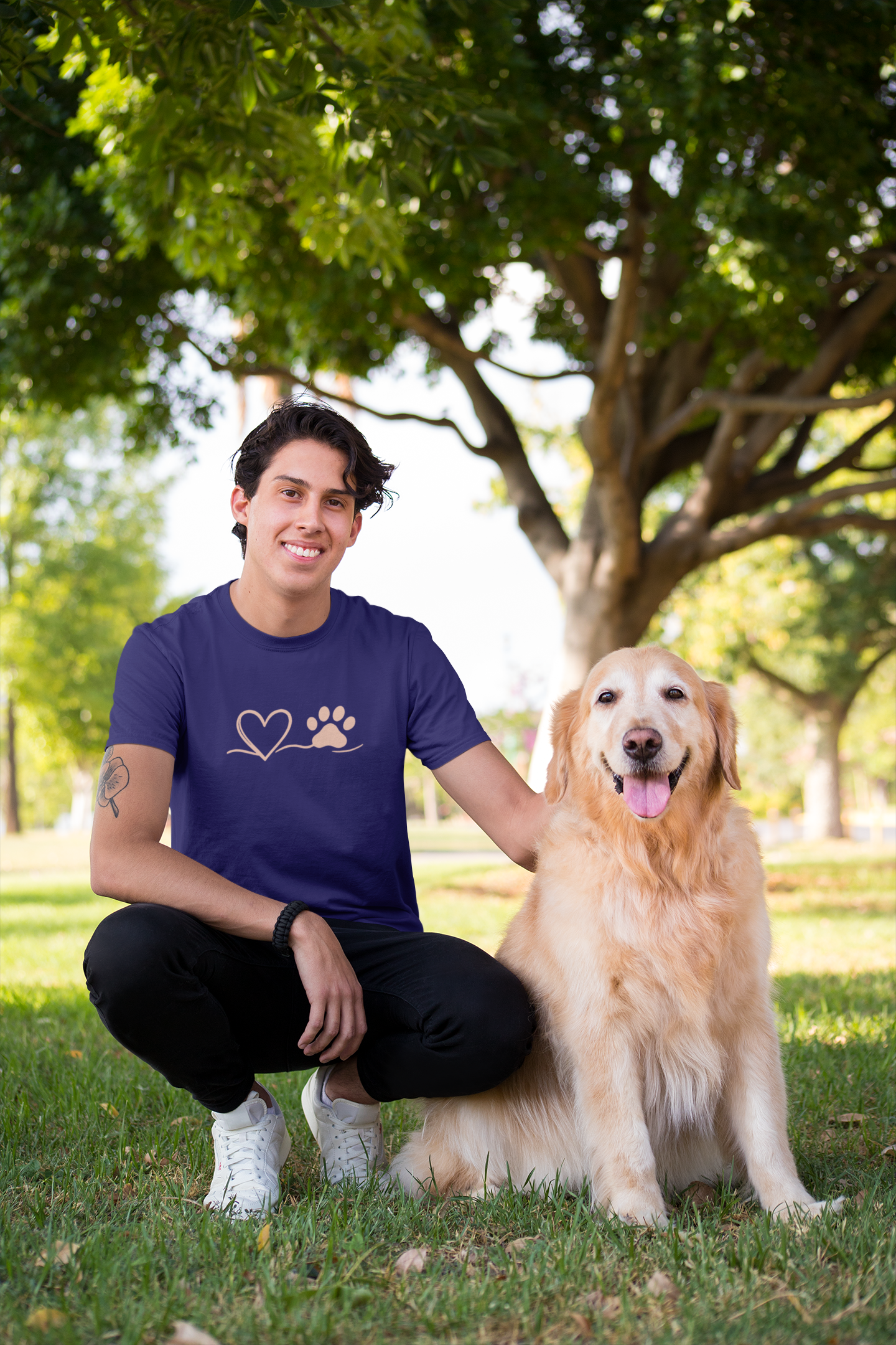 Heart & Paw Print T-Shirt | Soft Cotton Unisex Pet Lover Tee