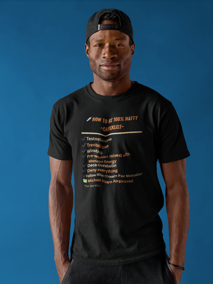 Natty Checklist Funny T-Shirt | Unisex Fitness & Gym Humor Tee