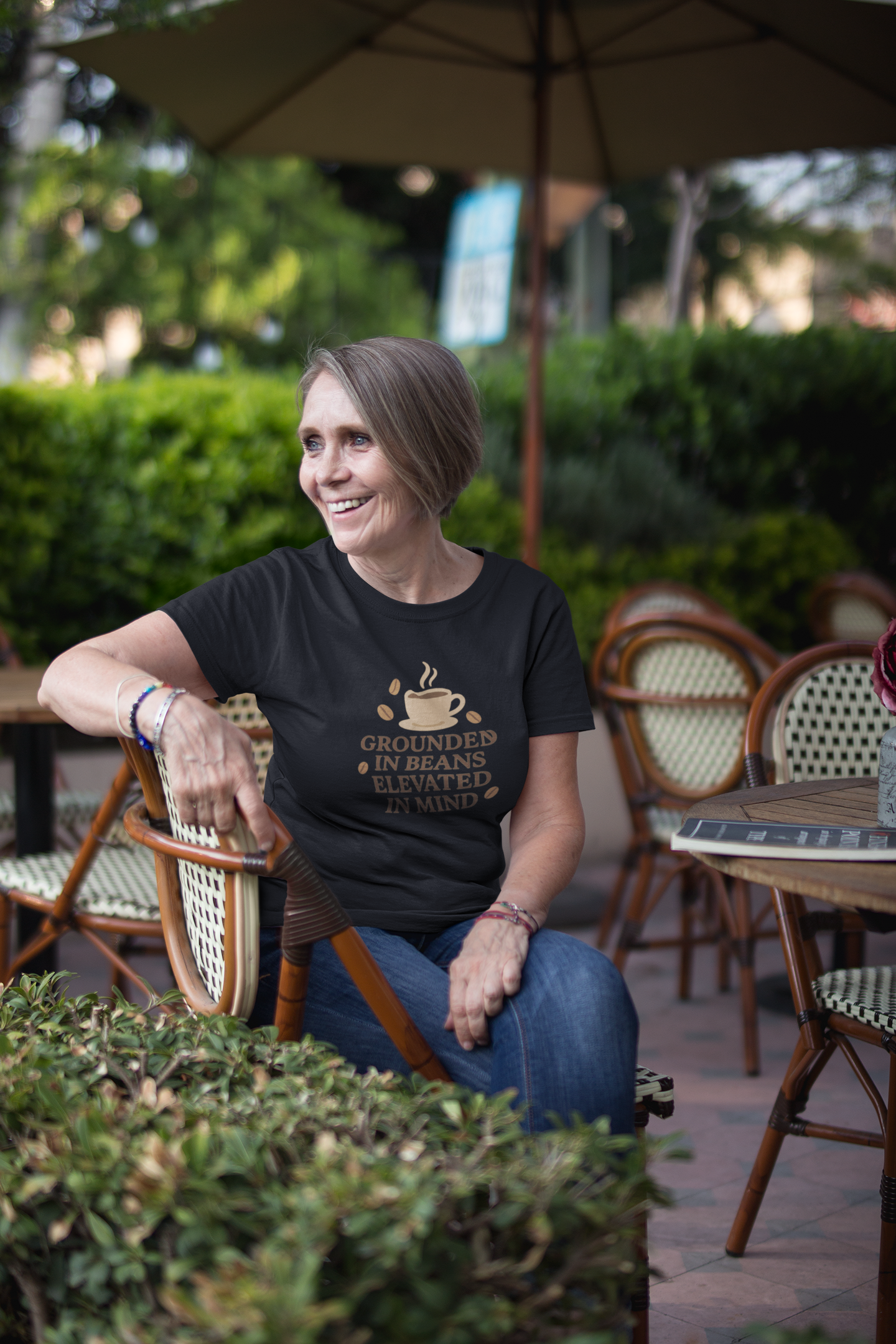 Coffee Grounded In Beans Elevated In Mind T-Shirt | Coffee Lover Gift