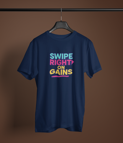 Swipe Right on Gains T-Shirt | Funny Gym Apparel, Unisex Workout Gift, Motivational Fitness Tee