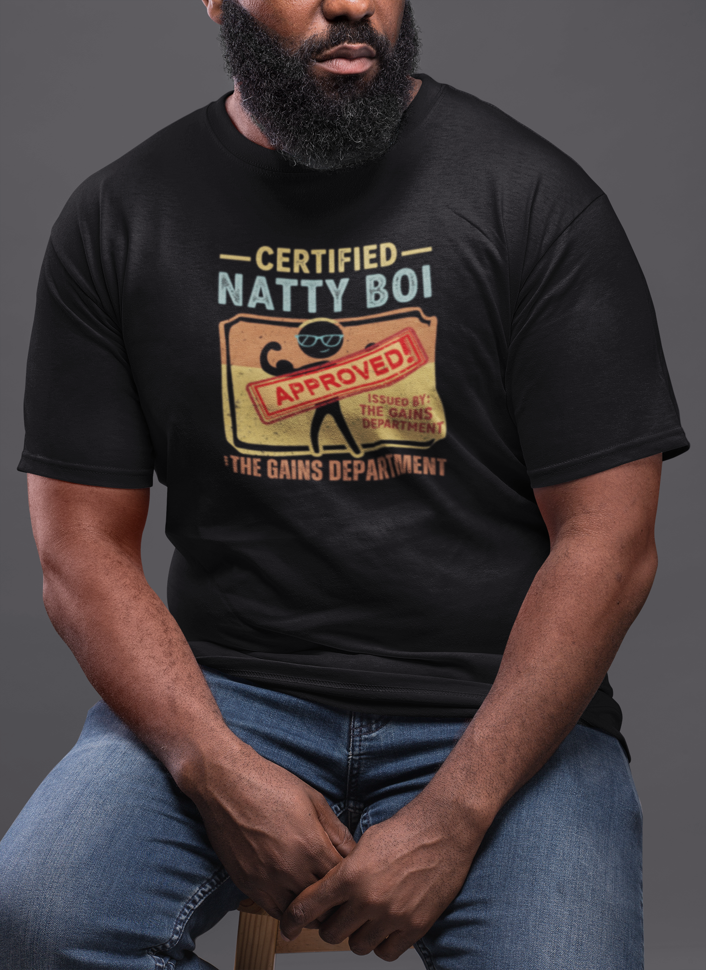 Certified Natty Boi Funny T-Shirt | Unisex Fitness & Gym Gift