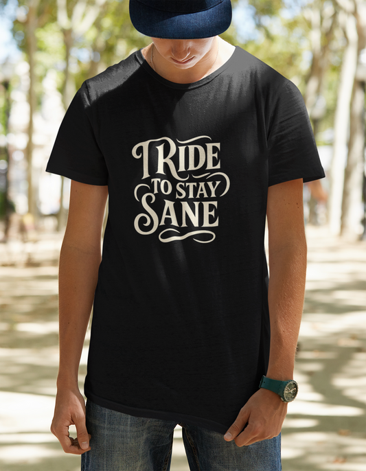 Ride to Stay Sane" Retro Biker Tee, Gift for Motorcyclists