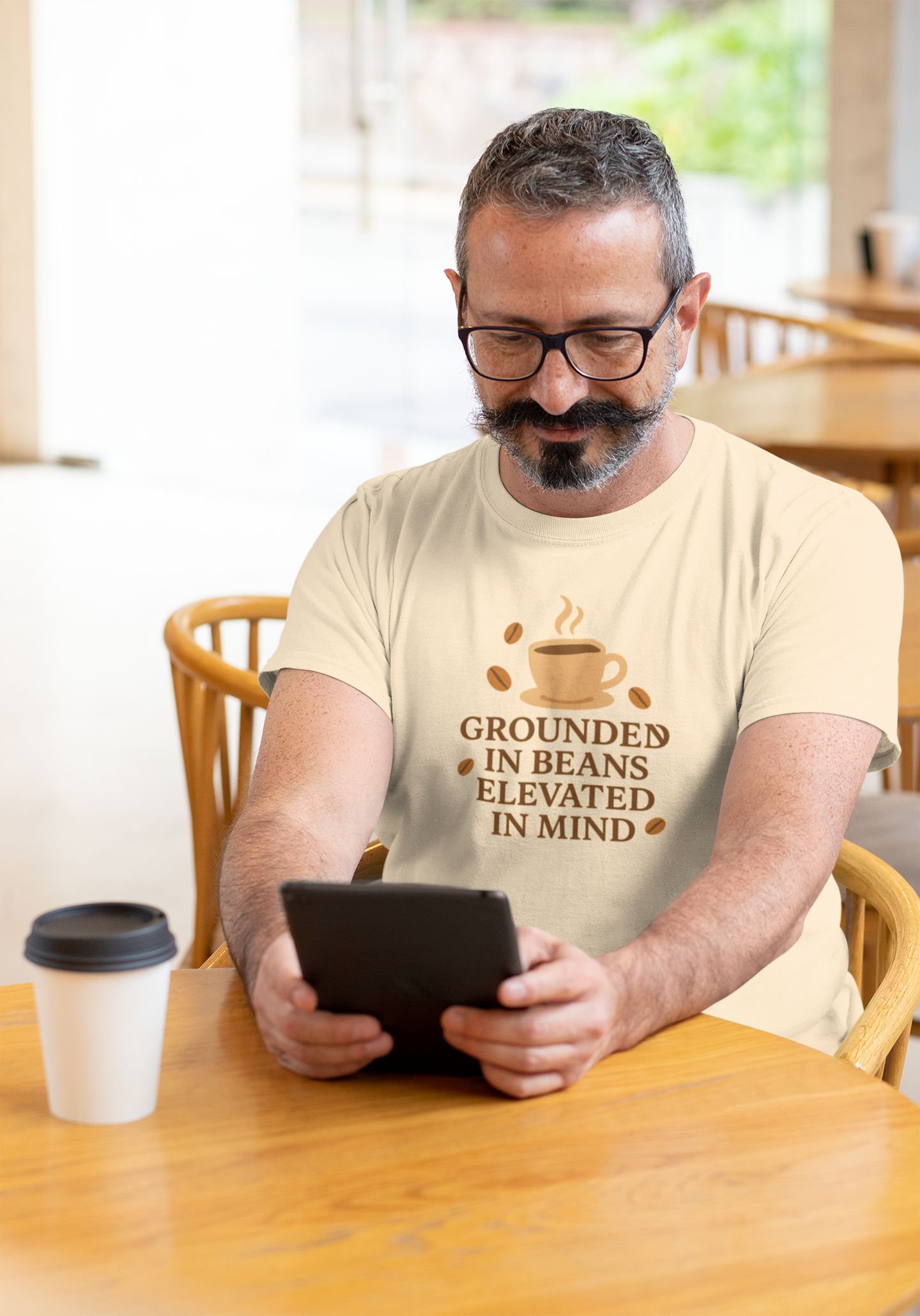 Coffee Grounded In Beans Elevated In Mind T-Shirt | Coffee Lover Gift