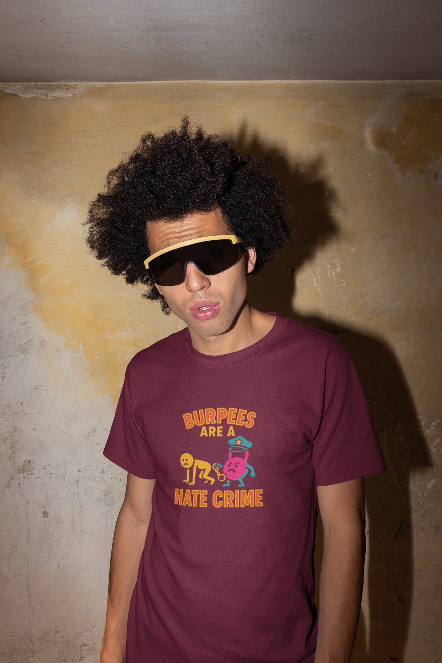 Quirky Fitness T-Shirt: "Burpees Are A Hate Crime" Funny Workout Shirt