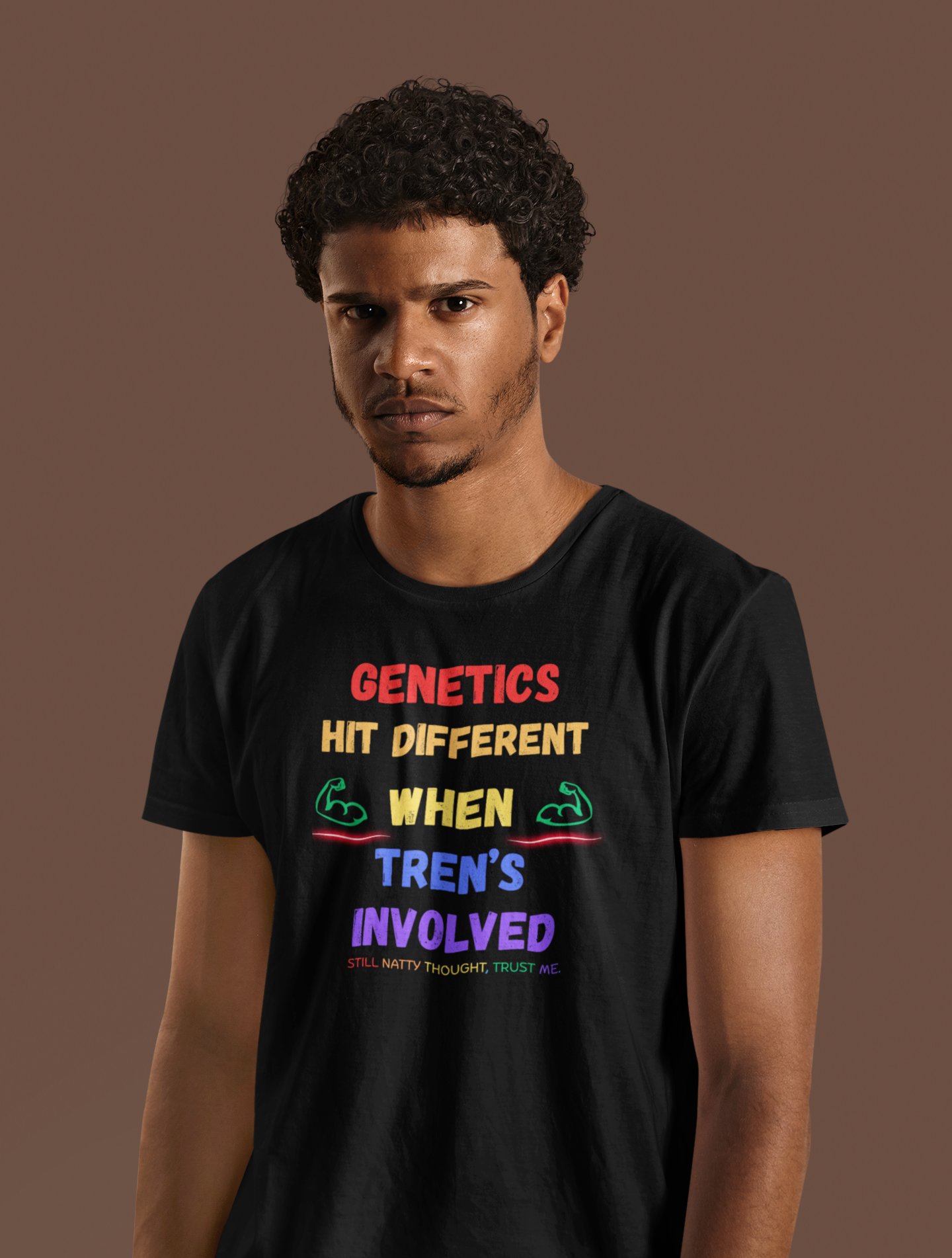 Funny Fitness Tee - 'Genetics Hit Different When Tren's Involved'