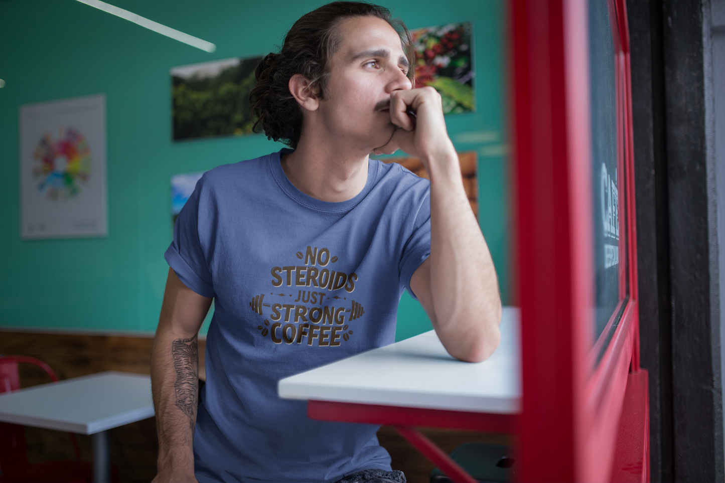 No Steroids Just Strong Coffee T-Shirt | Funny Gym & Coffee Lover Tee