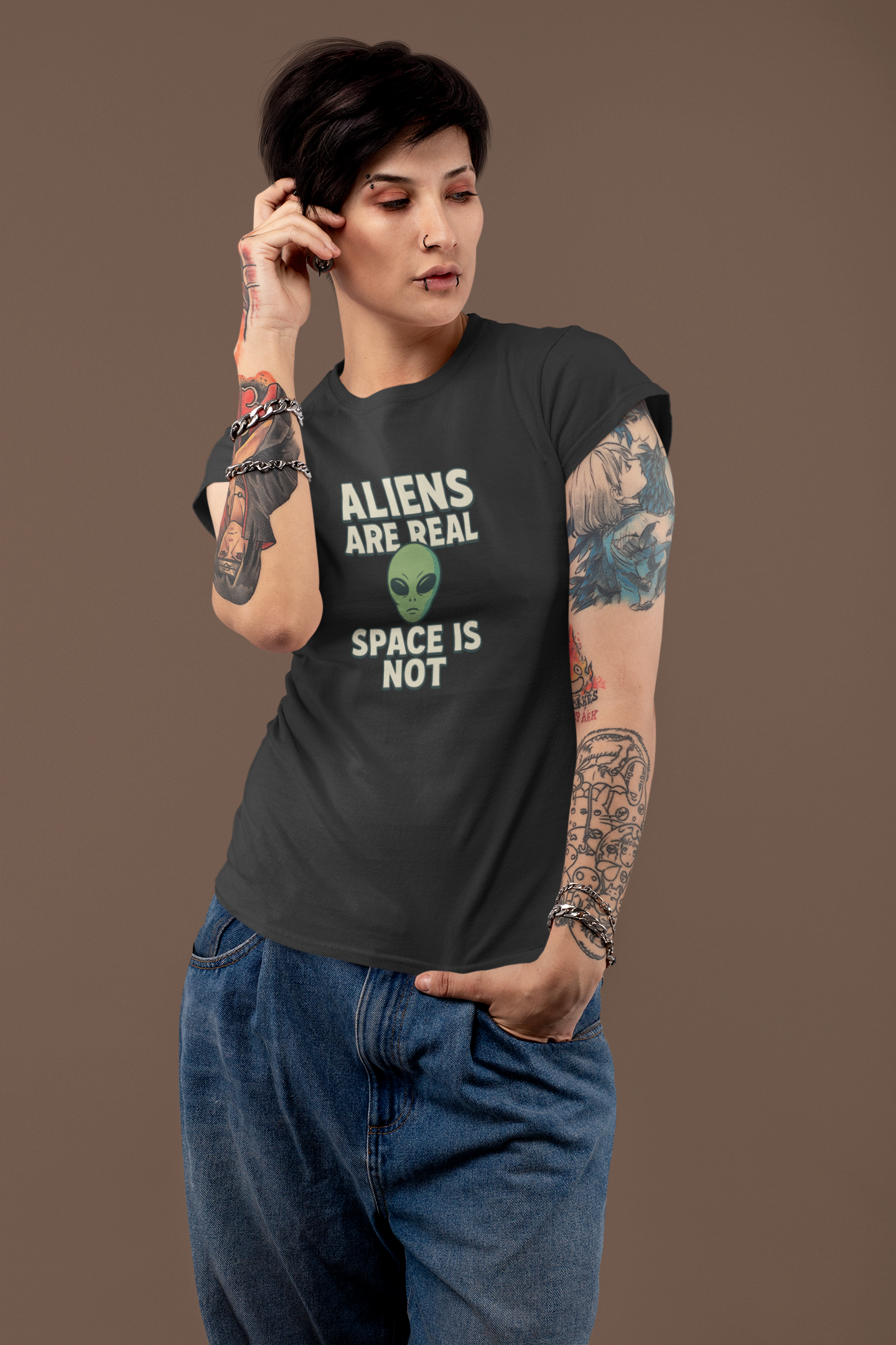 Funny Alien T-Shirt | "Aliens Are Real, Space Is Not" Graphic Tee