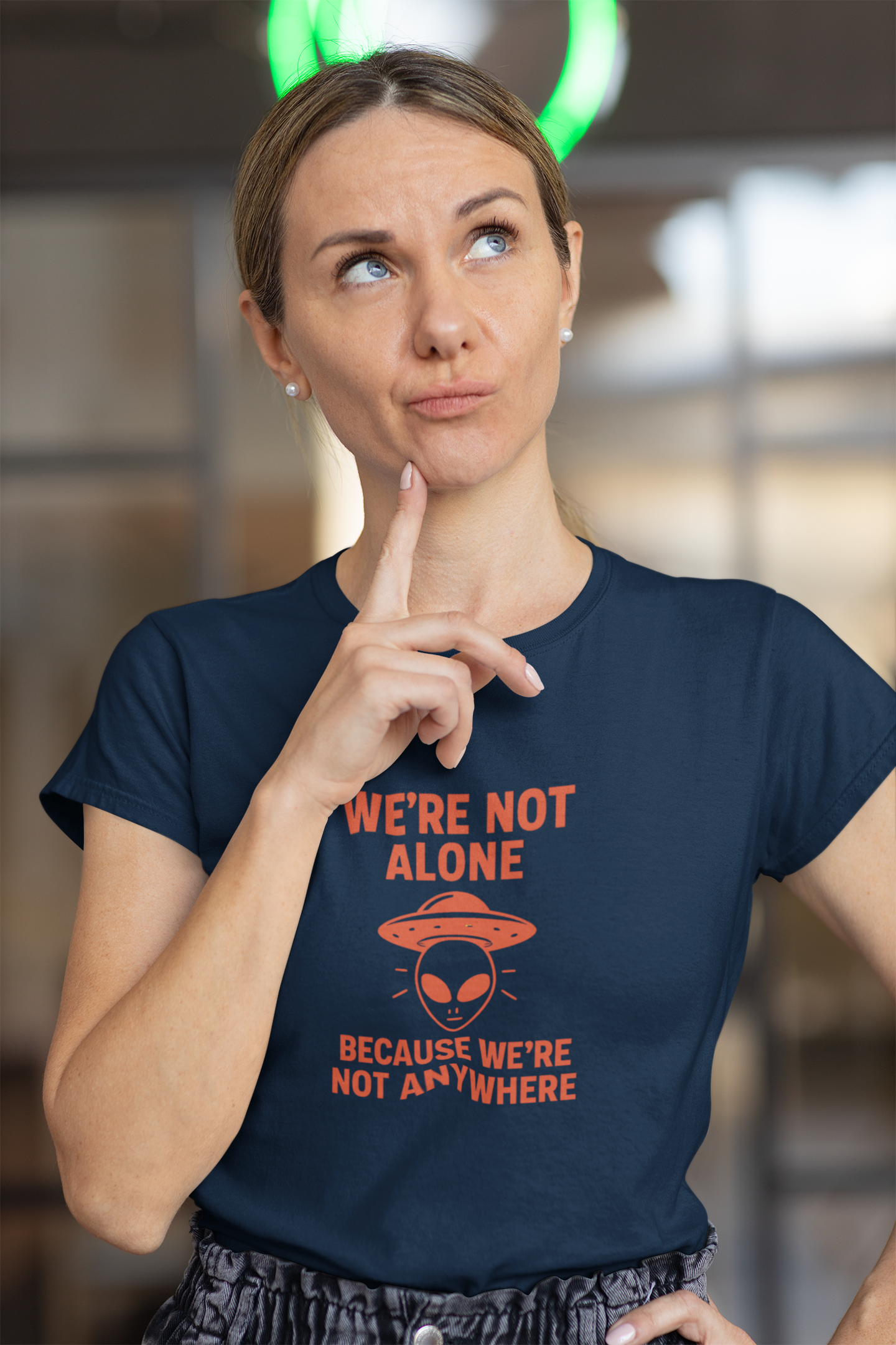 We're Not Alone T-Shirt | Funny Alien UFO Tee, Unisex Sci-Fi Lover Gift