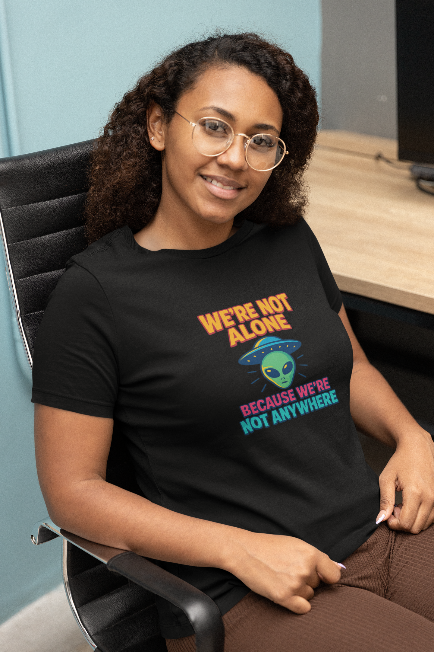 Funny Alien Graphic T-Shirt | "We're Not Alone" Unisex Sci-Fi Tee