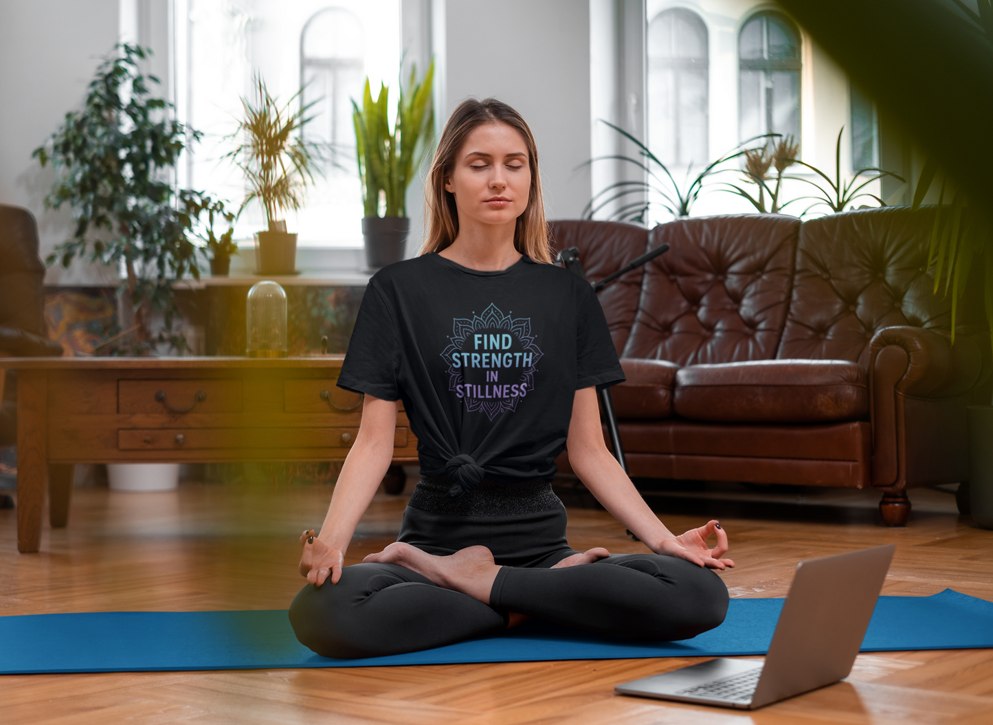 Find Strength in Stillness T-Shirt | Mindfulness Meditation Tee | Unisex Inspirational Apparel | Yoga Gift for Women & Men