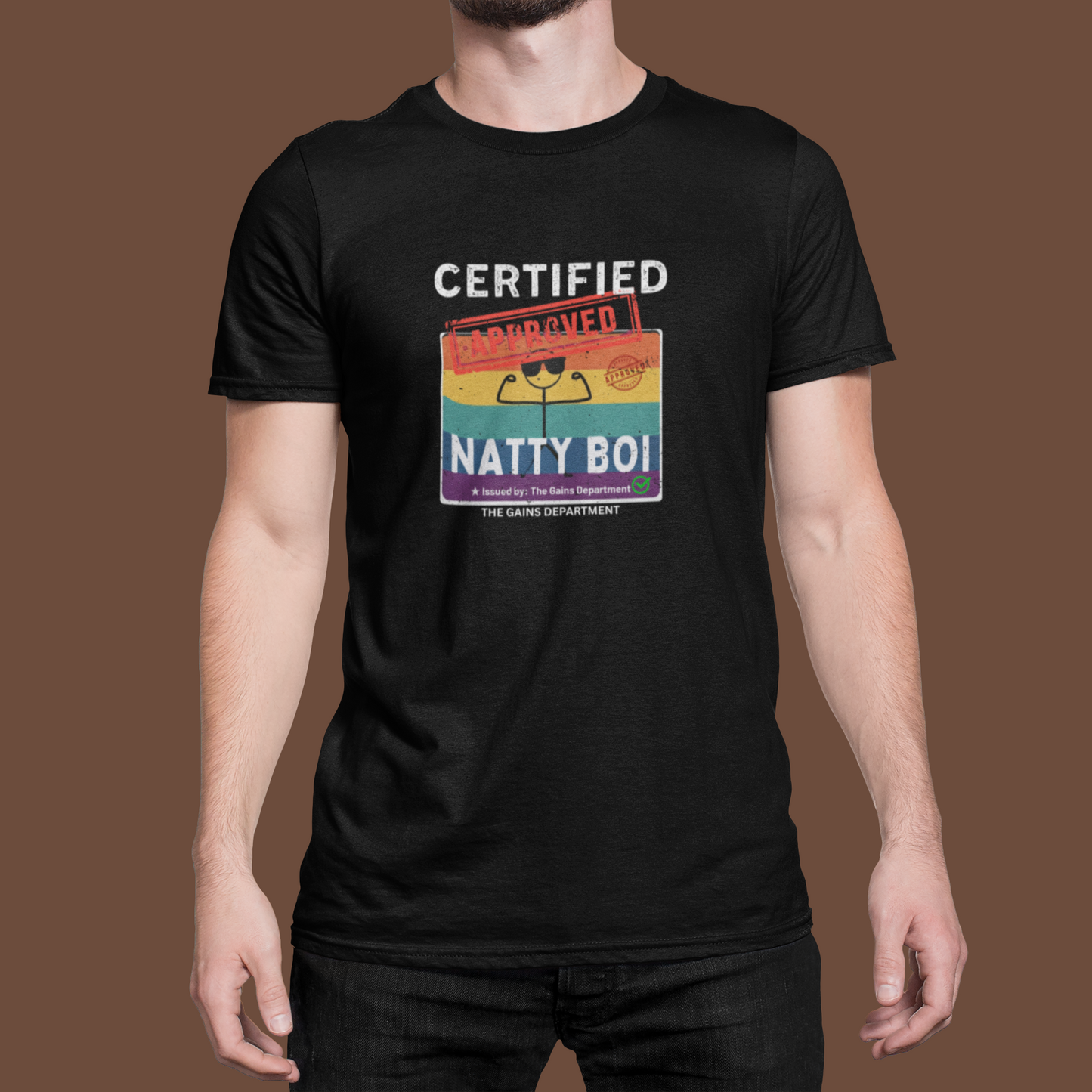 Certified Natty Boi White Font T-Shirt | Funny Fitness & Gym Gift