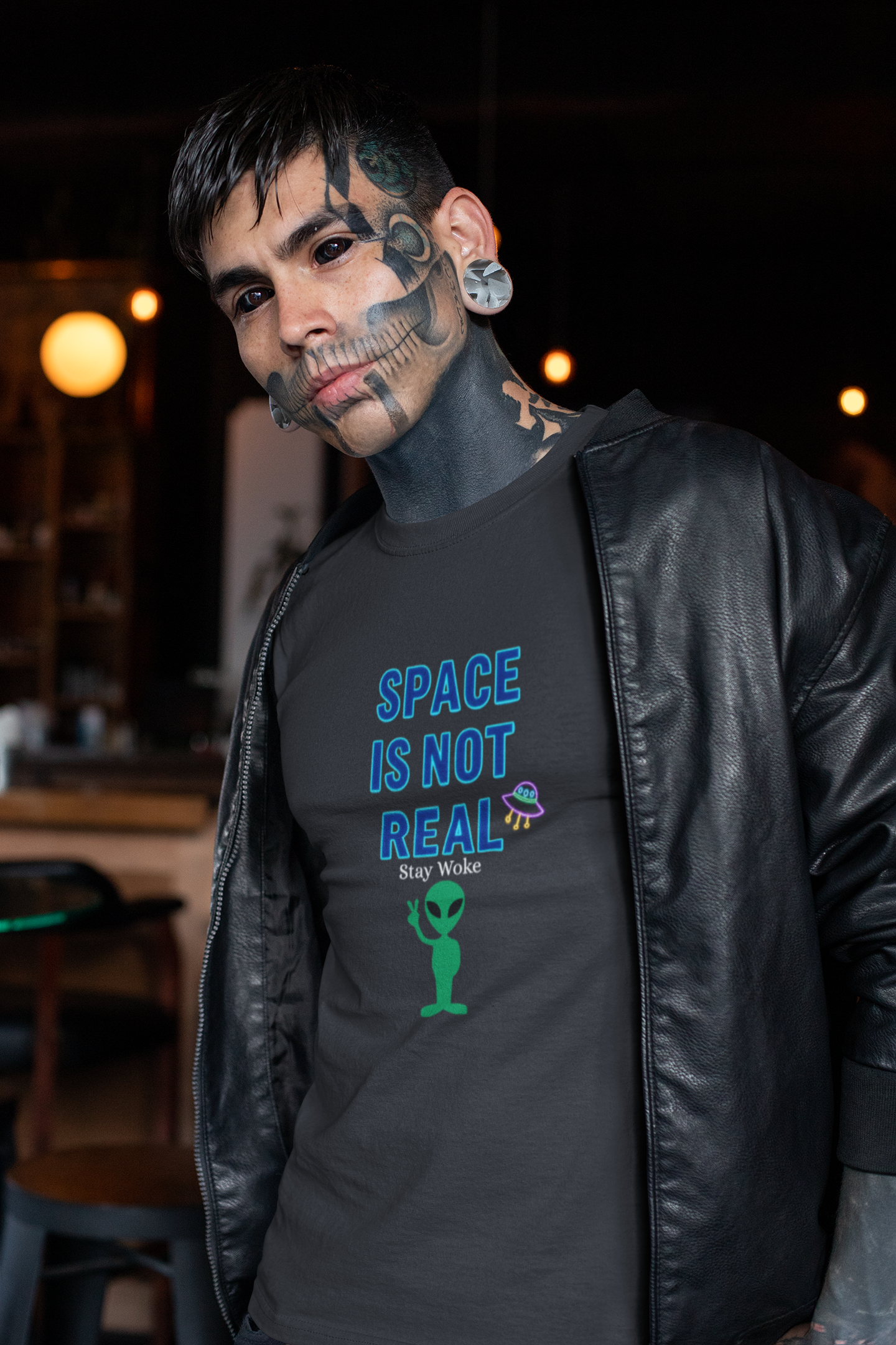 Funny Alien T-Shirt | "Space Is Not Real" Graphic Tee