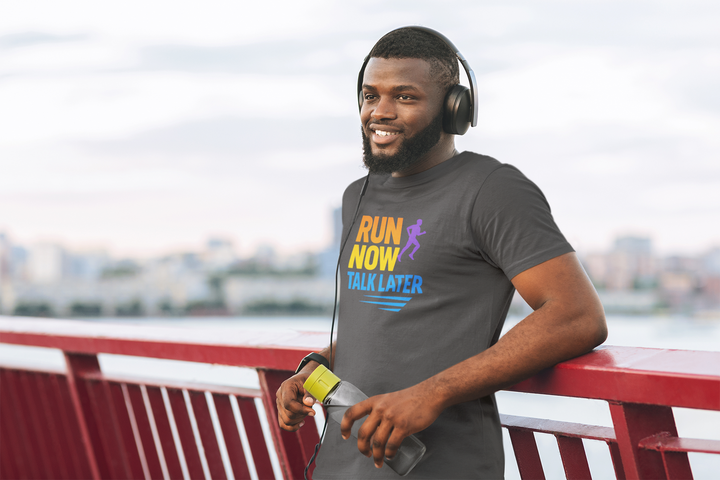 Run Now Talk Later T-Shirt | Funny Running Shirt, Unisex Moisture-Wicking Workout Tee
