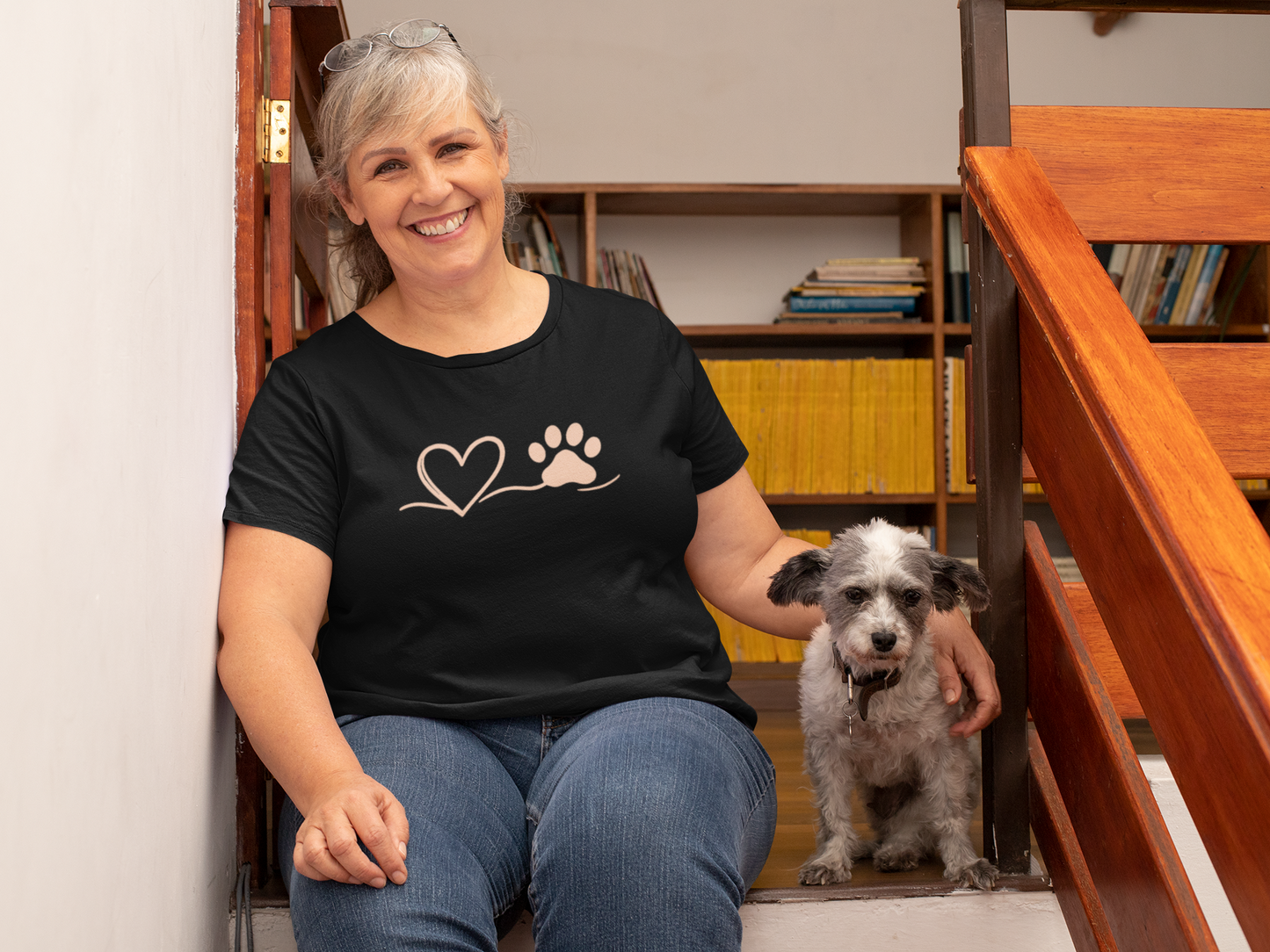 Heart & Paw Print T-Shirt | Soft Cotton Unisex Pet Lover Tee